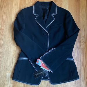 Vintage Anne Klein New York Black Crepe Pantsuit, Sz 10 Jacket/12P Pants, NWT